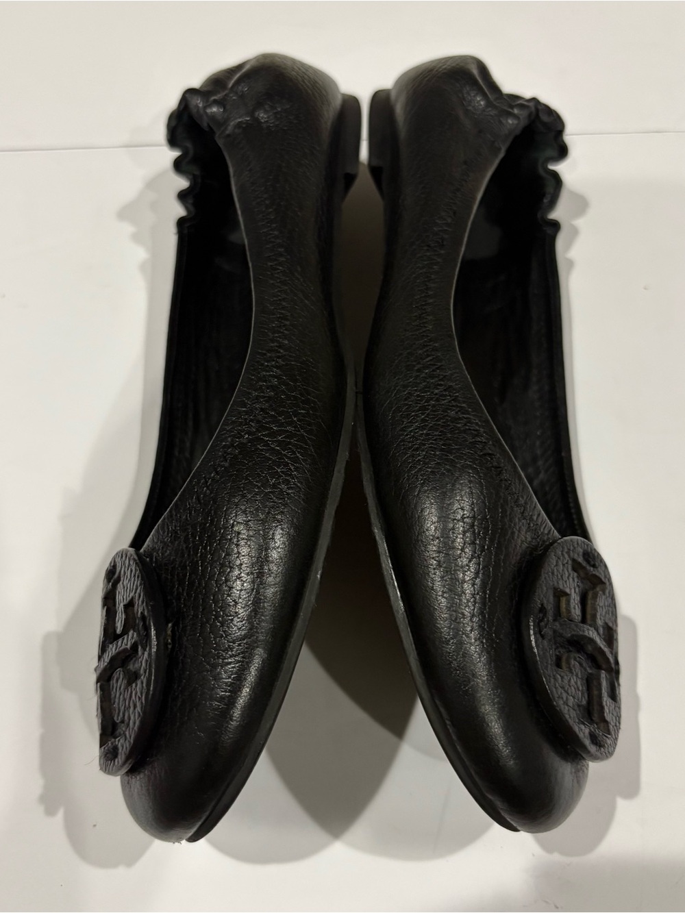 Tory Burch Reva Ballet Flats Womens 7 M Black Leather Double T Logo Shoes - Picture 6 of 10